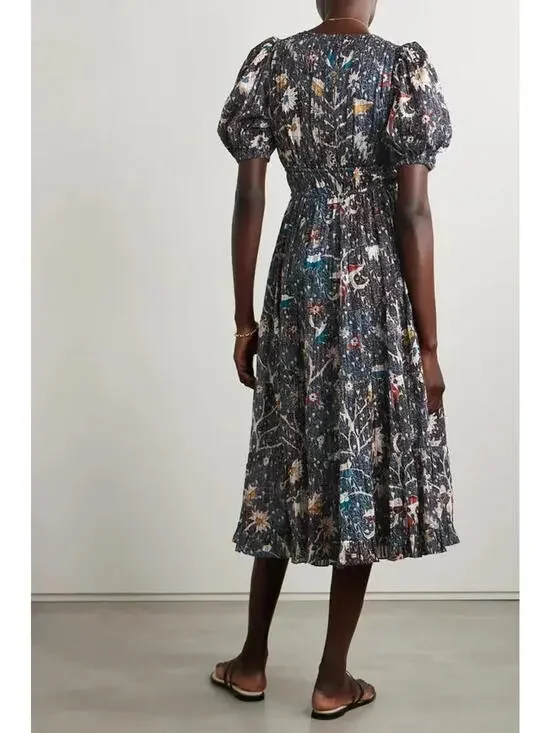 NEW, Ulla Johnson Thelma Printed Cotton-Blend Voile Midi Dress Sz 8 #MD1570 - Picture 4 of 9